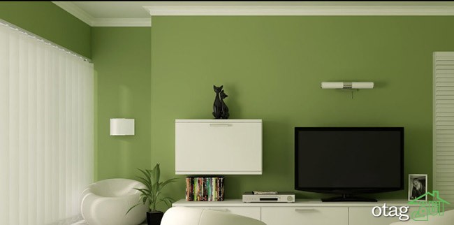 رنگ سبز در اتاق نشیمن 6  آشنایی با تناژ های شیک و زیبا از رنگ سبز در اتاق نشیمن