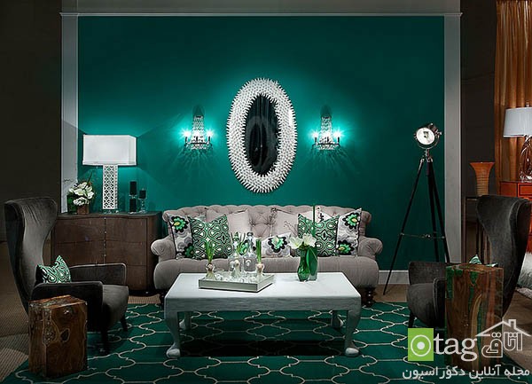 Contemporary living room with shades of green 11  آشنایی با تناژ های شیک و زیبا از رنگ سبز در اتاق نشیمن