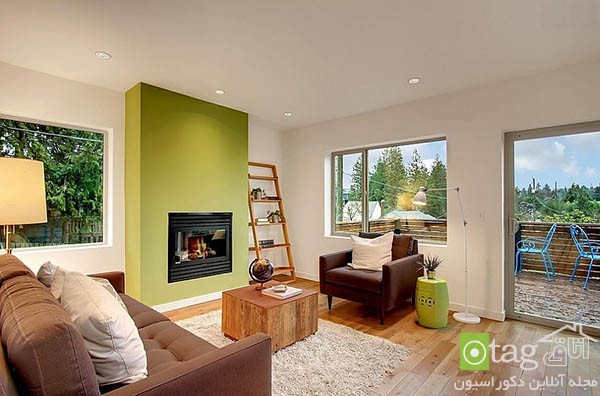 Contemporary living room with shades of green 13  آشنایی با تناژ های شیک و زیبا از رنگ سبز در اتاق نشیمن