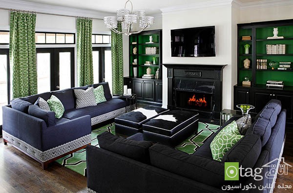 Contemporary living room with shades of green 3  آشنایی با تناژ های شیک و زیبا از رنگ سبز در اتاق نشیمن