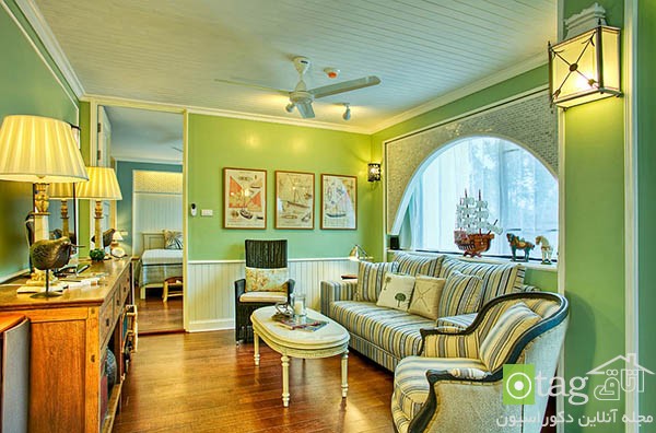 Contemporary living room with shades of green 8  آشنایی با تناژ های شیک و زیبا از رنگ سبز در اتاق نشیمن