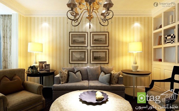 best Living room Design Wallpaper Design Ideas 11  تزیین دیوار اتاق پذیرایی و نشیمن با کاغذ دیواری شیک و زیبا