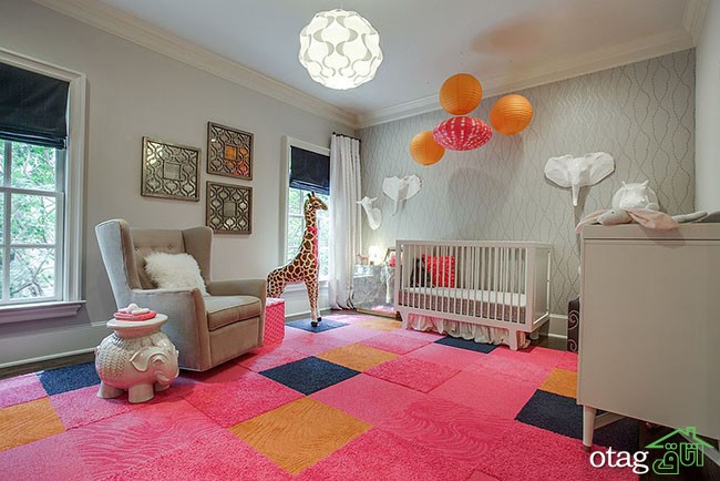 بهترین رنگ برای اتاق کودک دختر [ ترکیب صورتی و خاکستری ]