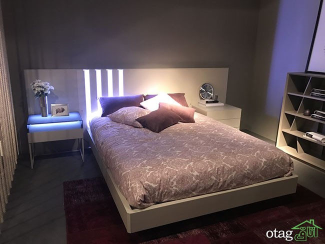 تخت خواب دو نفره شیک با طراحی شناور مناسب اتاق های کوچک