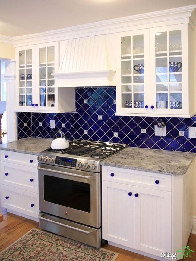 مدل های جالب و خلاقانه دکوراسیون آبی و سفید در آشپزخانه