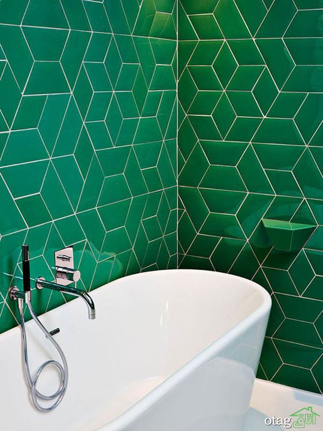 طراحی دکوراسیون سبز و سفید در [ حمام و دستشویی ] به بهترین شکل
