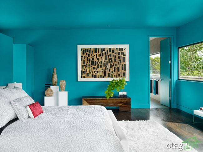 نحوه استفاده از رنگ فیروزه ای در دکوراسیون اتاق خواب