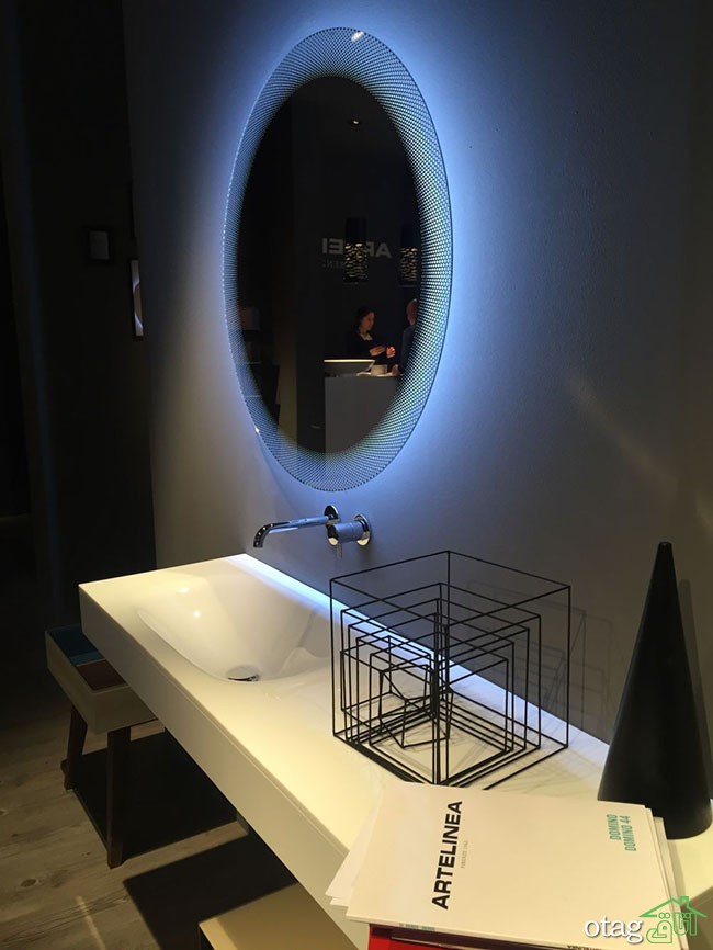 28 مدل مدرن و جدید سرویس آینه توالت و دستشویی با نورپردازی مخفی [لوکس]