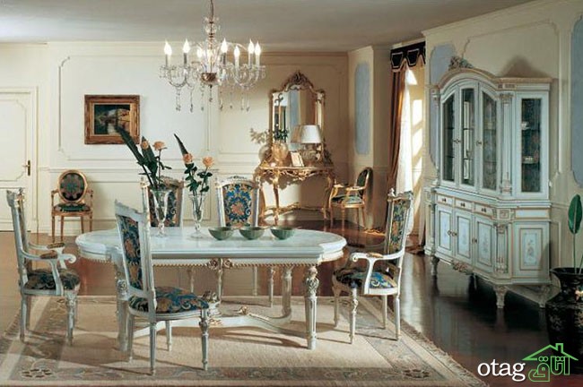 مدل میز ناهارخوری استیل و لوکس سلطنتی به سبک باروک