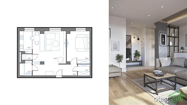 سه مدل نقشه خانه 70 متری تک خوابه بهمراه چیدمان کامل سه مدل نقشه خانه 70 متری تک خوابه بهمراه چیدمان کامل