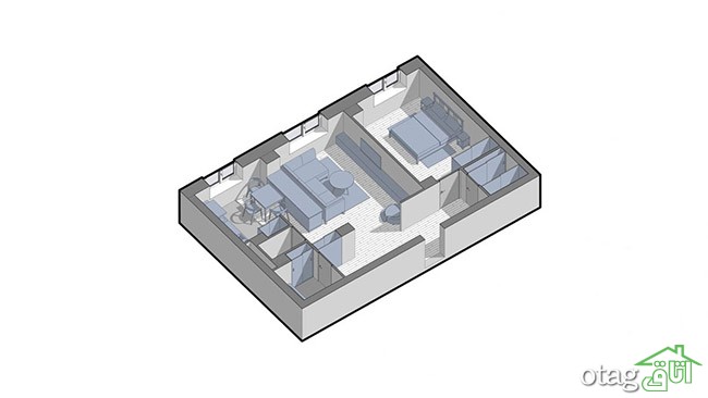 سه مدل نقشه خانه 70 متری تک خوابه بهمراه چیدمان کامل سه مدل نقشه خانه 70 متری تک خوابه بهمراه چیدمان کامل