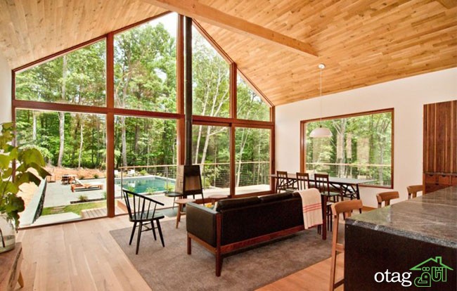 پنجره تمام شیشه ای مناسب برای خانه های ویلایی با مناظر زیبا