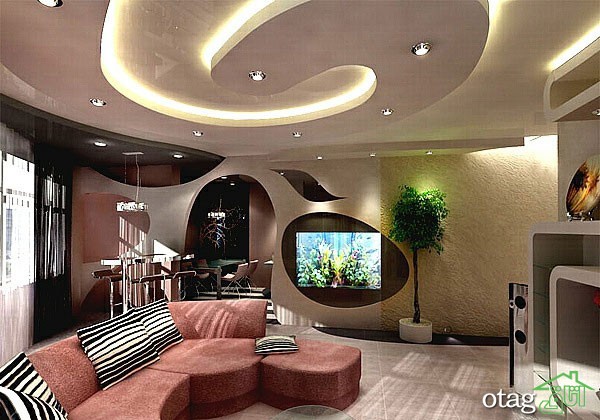 44 مدل کناف سقف 2021 جدید [ با اجرای آسان ] زیبا و مدرن پذیرایی