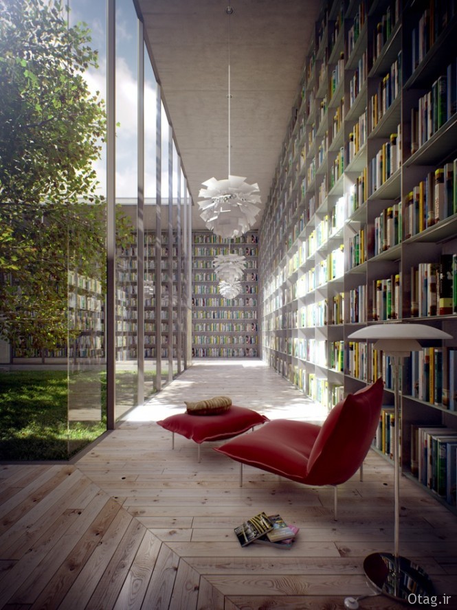 انواع مدل کتابخانه مدرن و چوبی - کتابخانه خانگی شیک و بزرگ