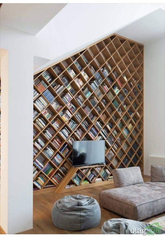 انواع طراحی و عکس مدل کتابخانه خانگی چوبی و دکوری