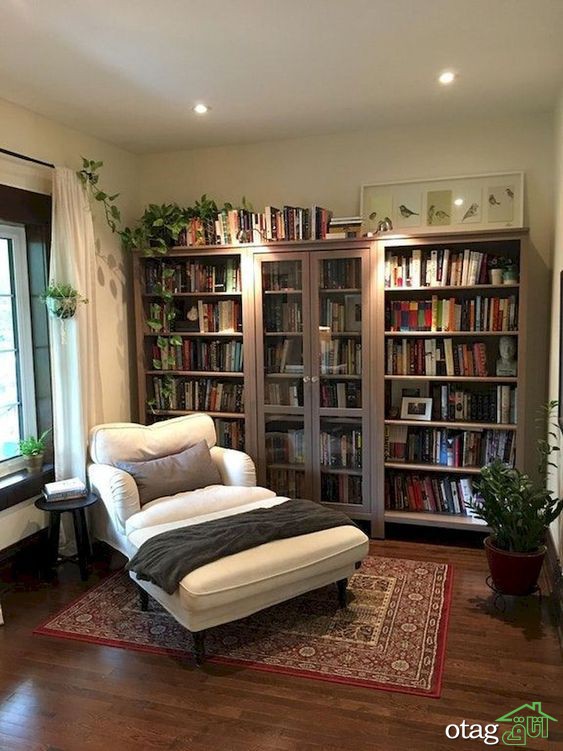 مدل کتابخانه خانگی کوچک دیواری و ایستاده مناسب اتاق نشیمن