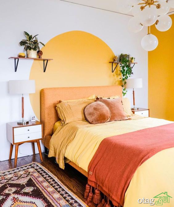 30 مدل تزیین چیدمان ودکوراسیون اتاق خواب نارنجی و پرتقالی [منحصر بفرد]