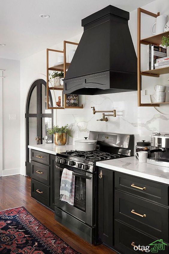 اصول طراحی دکوراسیون آشپزخانه تیره، مشکی، شکلاتی، نسکافه ای یا قهوه ای؟