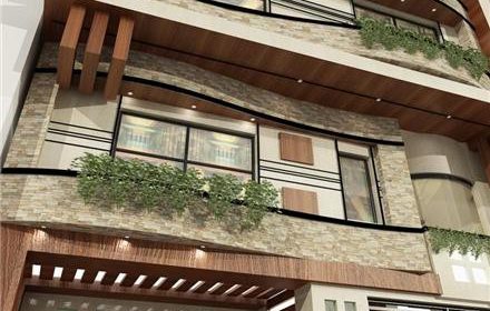 استفاده از نمای ترکیبی سنگ و چوب در نماسازی مدرن ساختمان