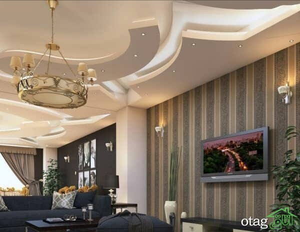 گچبری مدرن سقف پذیرایی، از اجرا تا نورپردازی