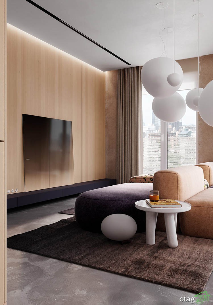 طراحی داخلی مدرن دو آپارتمان 85 متری با رنگ غالب بژ