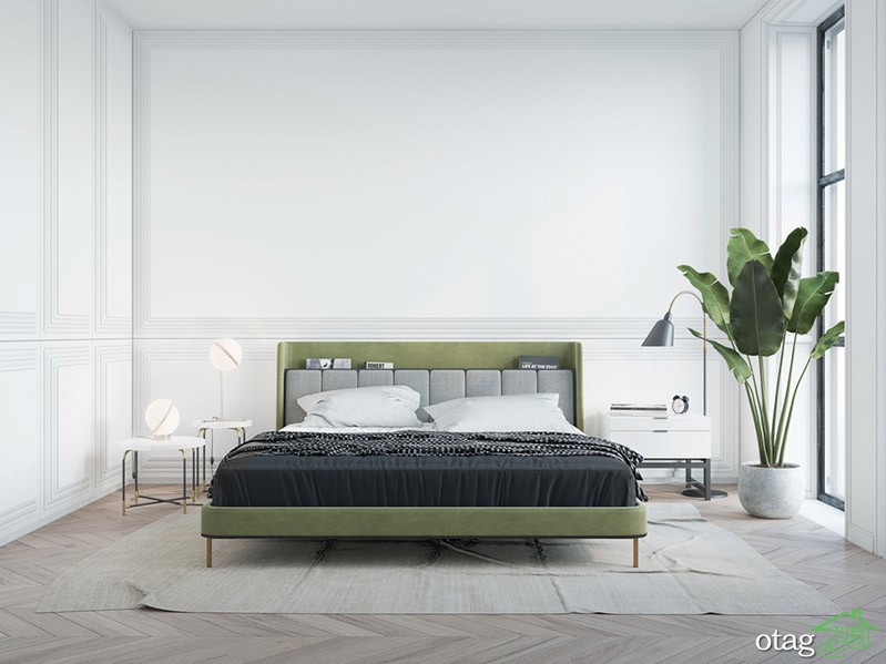 40 نمونه رنگ اتاق خواب بزرگسال جدید و نوآورانه با تم سبز  