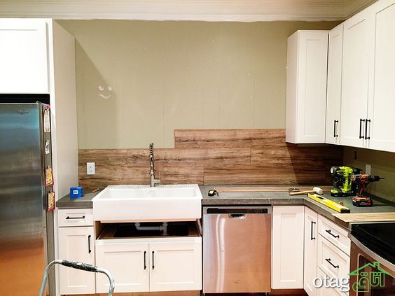 آشنایی با 40 طرح دیوارپوش بین کابینت آشپزخانه با اجرای ساده