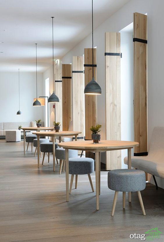 نمای داخلی رستوران با طراحی ساده اما بسیار زیبا و شیک