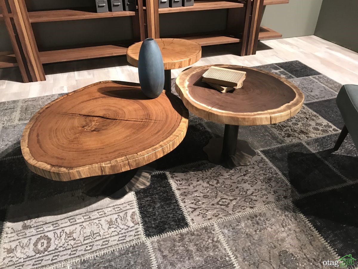طراحی میز قهوه و میز جلو مبلی با ورقه های چوب طبیعی
