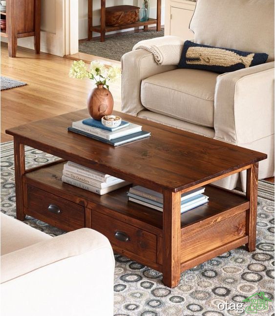طراحی میز قهوه و میز جلو مبلی با ورقه های چوب طبیعی