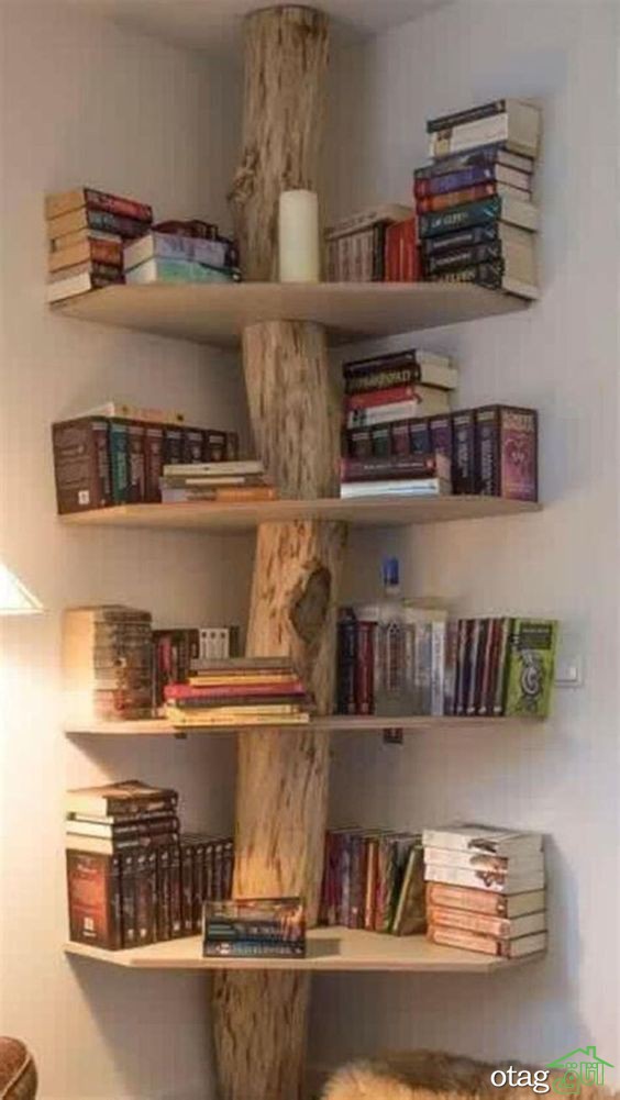 30 مدل کتابخانه درختی چوبی و فلزی مناسب برای دکورهای لوکس