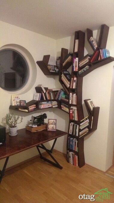 30 مدل کتابخانه درختی چوبی و فلزی مناسب برای دکورهای لوکس