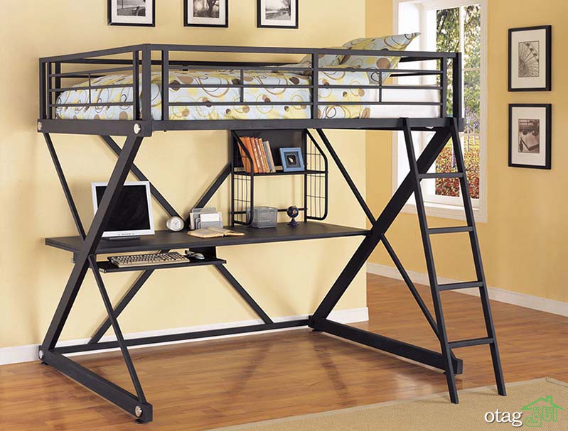 مدل های جدید تخت خواب نوجوان پله دار همراه با میز تحریر