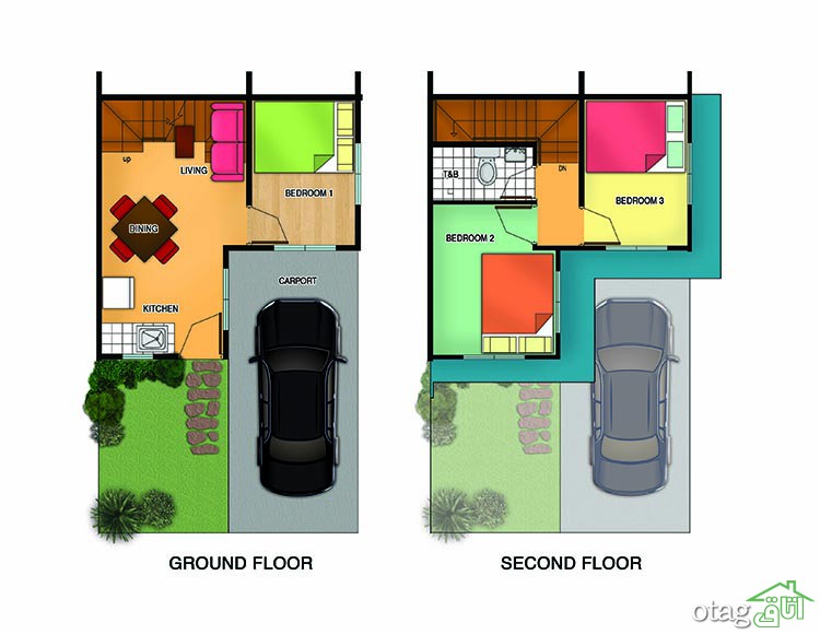 مدل نقشه خانه ویلایی 40 متری دوبلکس بهمراه نمای ساختمان