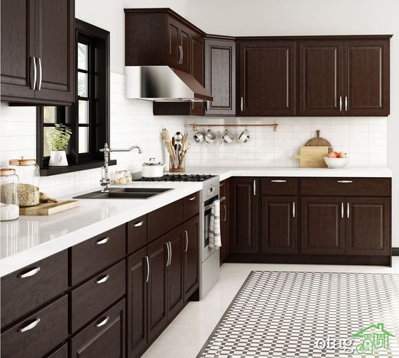 مدل کابینت قهوه ای تیره در آشپزخانه های سنتی و مدرن