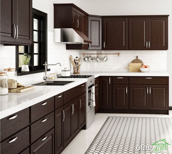 مدل کابینت قهوه ای تیره در آشپزخانه های سنتی و مدرن مدل کابینت قهوه ای تیره در آشپزخانه های سنتی و مدرن
