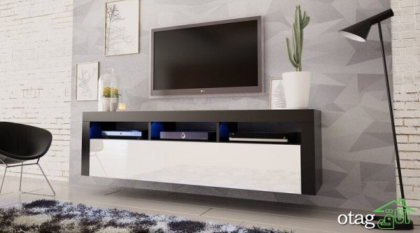 45 مدل میز تلویزیون دیواری در طرح های مدرن چوبی و ام دی اف