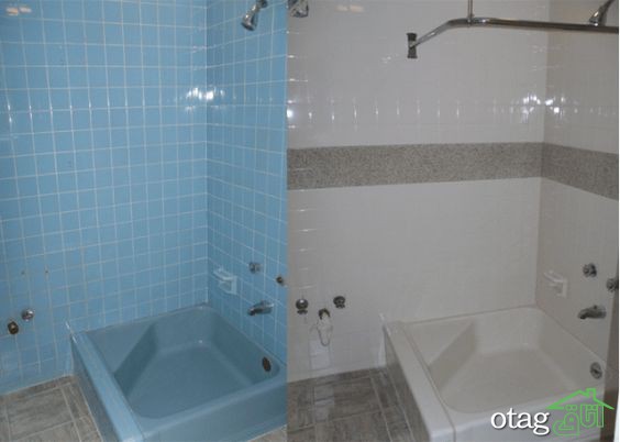 رنگ آمیزی کاشی دیوار حمام و سرویس بهداشتی + آموزش بهمراه عکس