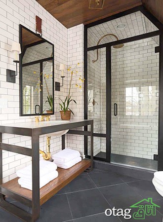 طراحی مدرن حمام سیاه و سفید ترندهای سال 1400