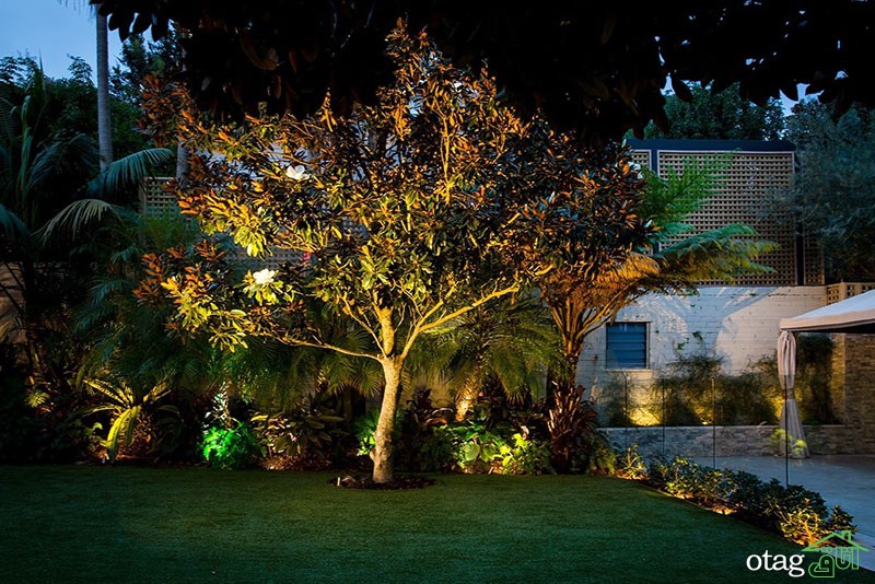 نورپردازی باغ ویلا و استخر با چراغ دفنی و چراغ استخری