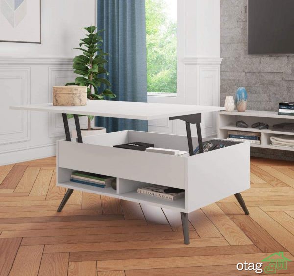 مدل میز جلو مبلی سفید برای متحول کردن اتاق نشیمن و پذیرایی