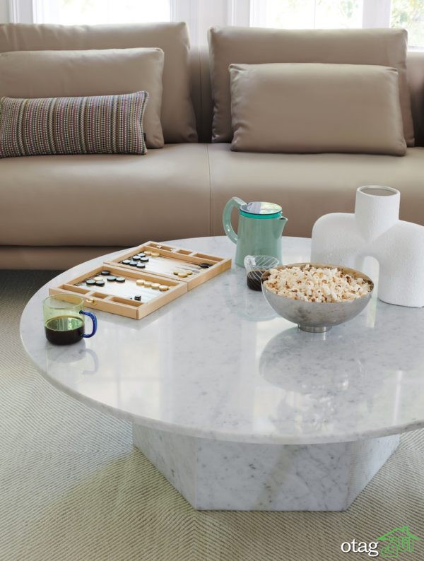مدل میز جلو مبلی سفید برای متحول کردن اتاق نشیمن و پذیرایی