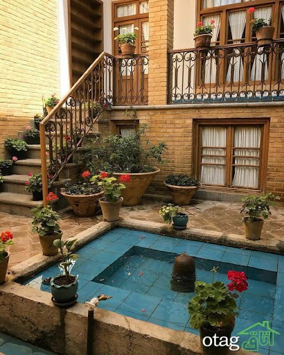 طراحی حوض در حیاط خانه ها به سبک قدیم برای ایجاد یک فضای دلنشین