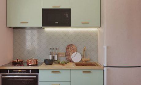 مدل‌های زیبا از رنگ کابینت سبز آشپزخانه در سال جدید