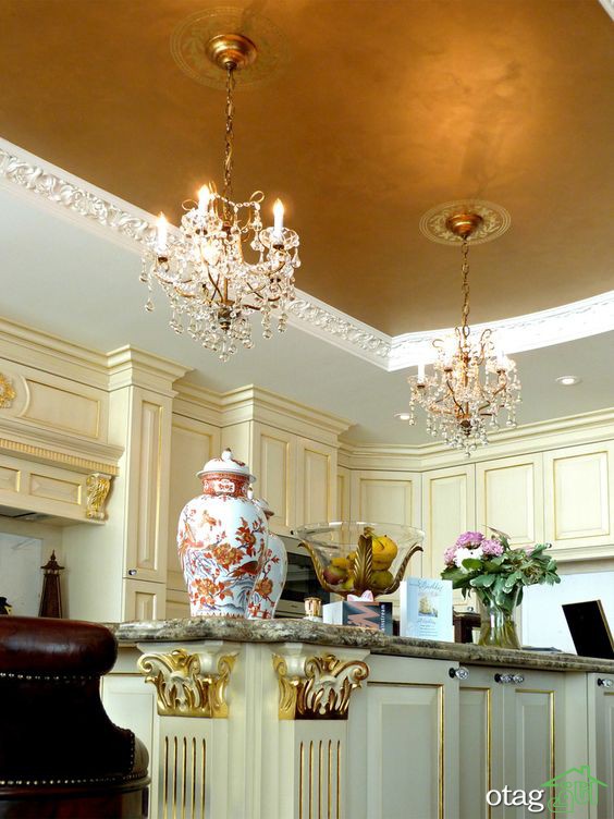 ایدههای جذاب اجرای ورق طلا روی سقف در منازل کلاسیک و لوکس ایدههای جذاب اجرای ورق طلا روی سقف در منازل کلاسیک و لوکس