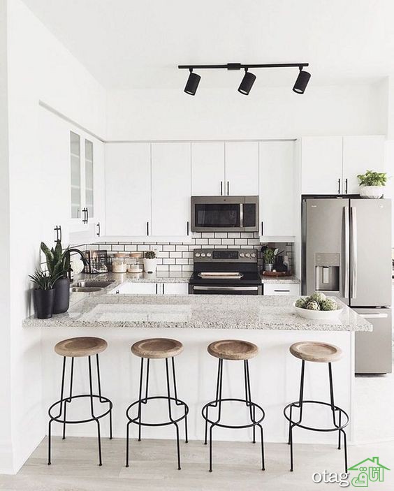 تزیین آشپزخانه با سقف کوتاه با نورپردازی و رنگ آمیزی صحیح