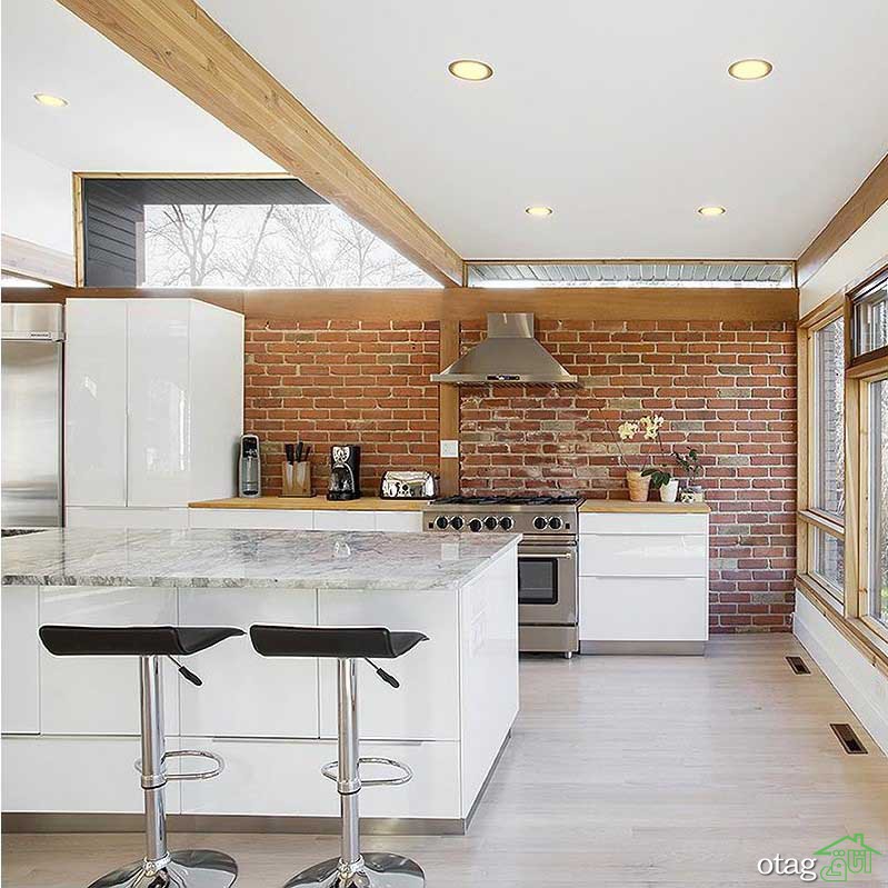 تزیین آشپزخانه با سقف کوتاه با نورپردازی و رنگ آمیزی صحیح