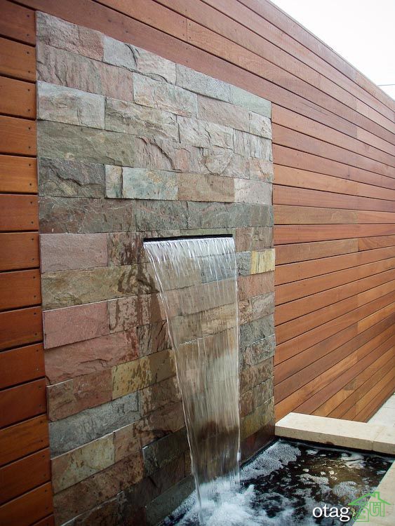 26 طرح جدید آبنمای دیواری حیاط در انواع استیل و سنگی