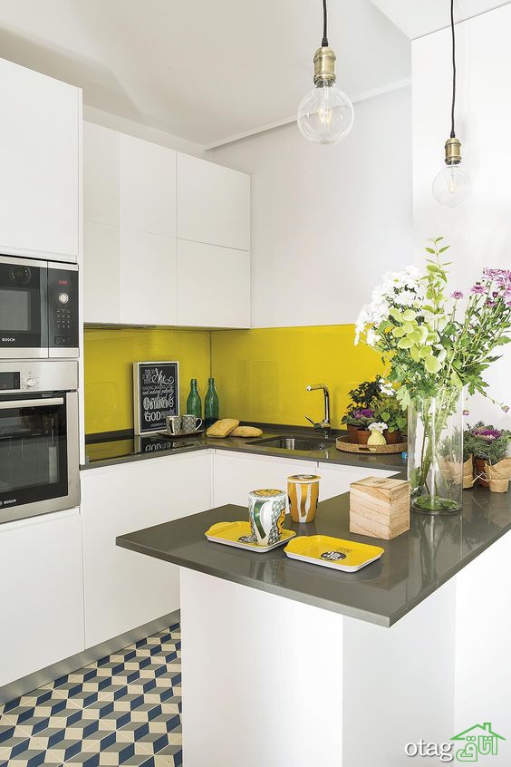 معرفی طرح‌های جذاب آشپزخانه زرد و سفید برای منازل امروزی