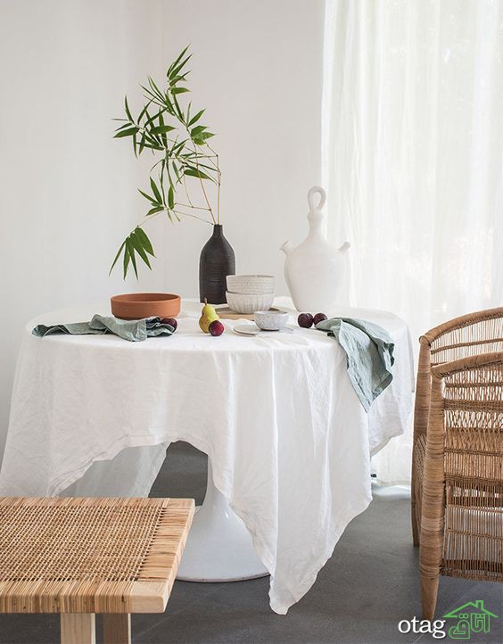 طرح&zwnj;های جدید رومیزی مناسب میز ناهارخوری گرد در رنگ&zwnj;های مختلف